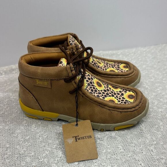 Twister Western Chukka Boots Shoes Cheetah Sunflower Girls 12 NWT - Picture 2 of 11